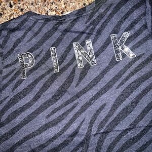 PINK Victoria's Secret Charcoal and Black Zebra Tee